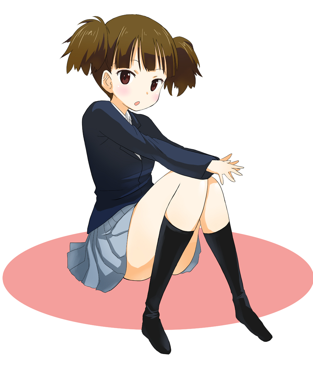 brown_hair k-on! long_hair nekomatagi school_uniform short_hair solo suzuki_jun twintails