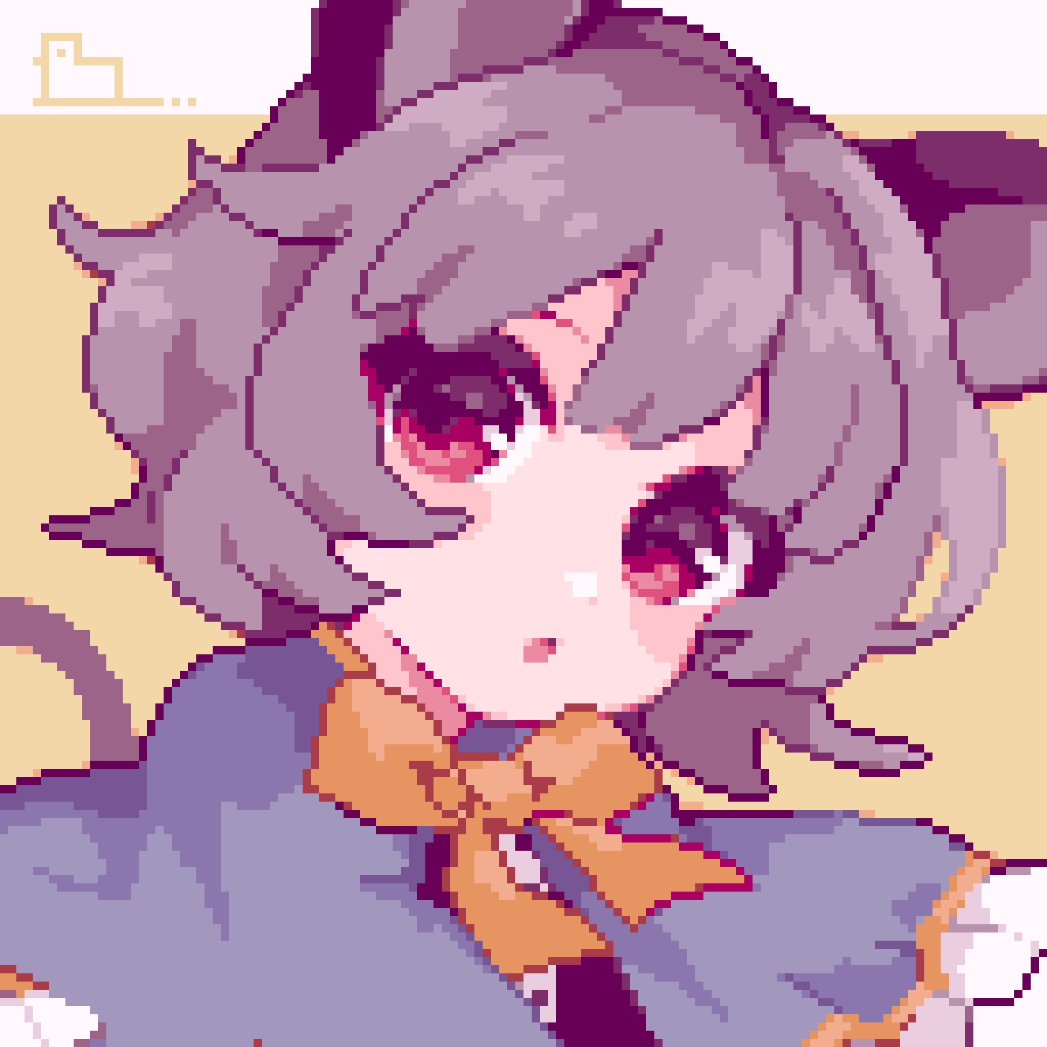 1girl ahiru_tokotoko animal_ears blue_capelet bow capelet grey_hair highres looking_at_viewer mouse_ears mouse_tail nazrin open_mouth pixel_art portrait red_eyes short_hair solo tail touhou yellow_background yellow_bow