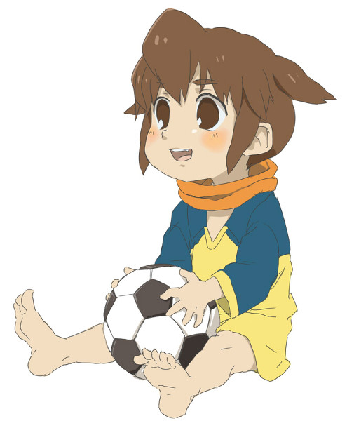 1boy brown_eyes brown_hair endou_mamoru inazuma_eleven shota soccer_ball solo