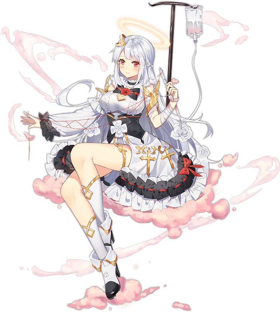 1girl angel ark_order artist_request bandaged_arm bandages bangs black_bow blood blood_bag boots bow braid breasts clouds cross detached_sleeves dress flower frilled_dress frills full_body hair_flower hair_ornament halo intravenous_drip large_breasts long_hair official_art pincers_(tool) raphael_(ark_order) red_flower red_rose rose sidelocks single_sleeve sitting smoke socks solo string string_of_fate surgical_scissors syringe tachi-e thighlet transparent_background very_long_hair white_dress white_flower white_footwear white_hair white_legwear white_rose