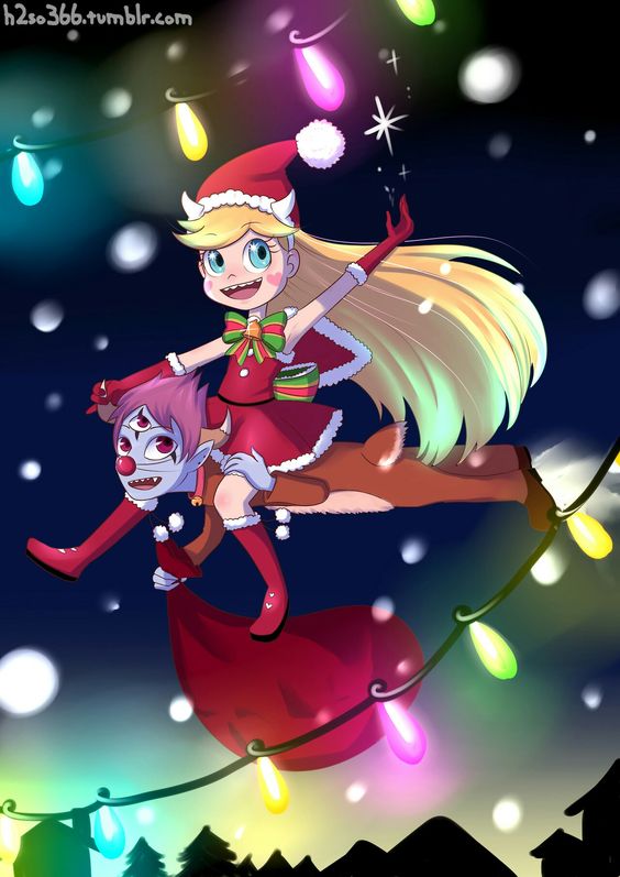 1boy 1girl blonde_hair blue_eyes christmas christmas_lights couple red_eyes redhead star_butterfly star_vs_the_forces_of_evil tom_lucitor