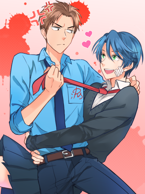 1boy 1girl anger_vein gekkan_shoujo_nozaki-kun hori_masayuki kashima_yuu warable