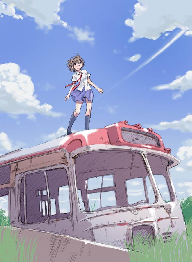 bus original school_uniform sky vehicle