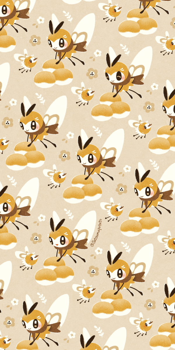 artist_name closed_eyes cutiefly evolutionary_line flower insect_wings no_humans pastry pokemon pokemon_(creature) ribombee satsumapotato