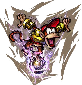 1boy armor ball diddy_kong donkey_kong_(series) electricity energy furry furry_male lowres mario_strikers_charged midriff navel no_humans non-web_source official_art open_mouth outstretched_arms red_headwear shoulder_armor smile solo super_mario_bros.
