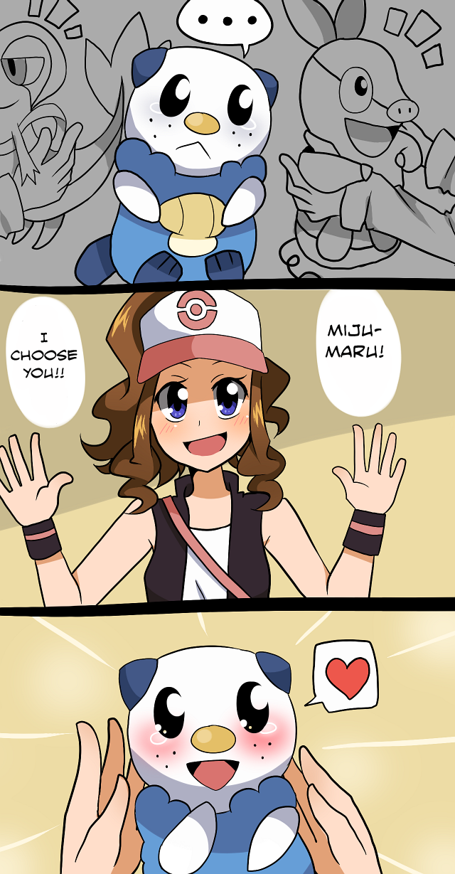 baseball_cap hard_translated hat lannako oshawott pokemon pokemon_(creature) snivy tepig touko_(pokemon) translated