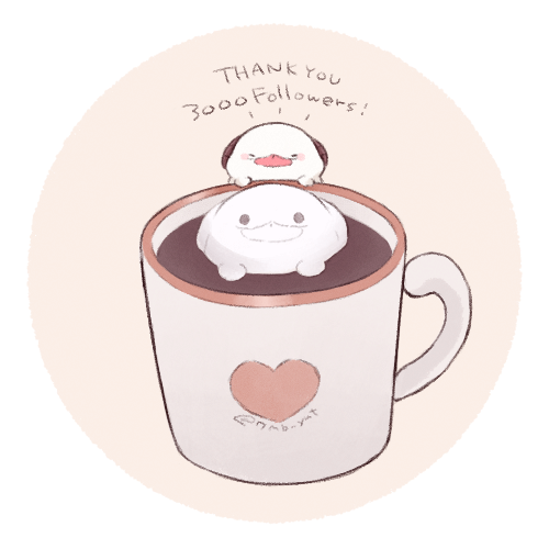 7mb_yut animal animal_focus artist_name chibi closed_eyes commentary cup curled_horns heart heart_print horns league_of_legends lowres mug no_humans poro_(league_of_legends) simple_background thank_you tongue tongue_out white_background