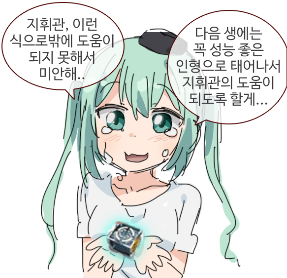 1girl commentary core_(girls'_frontline) crying crying_with_eyes_open eyebrows_visible_through_hair girls_frontline green_eyes green_hair hat korean_commentary korean_text looking_at_viewer micro_uzi_(girls'_frontline) presenting shirt short_sleeves sidarim simple_background smile solo tears translation_request upper_body white_background white_shirt