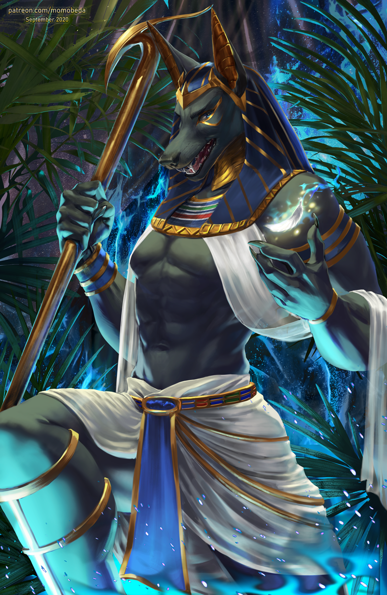 anubis egyptian egyptian_clothes egyptian_mythology god_of_war highres jackal non-web_source pharaoh