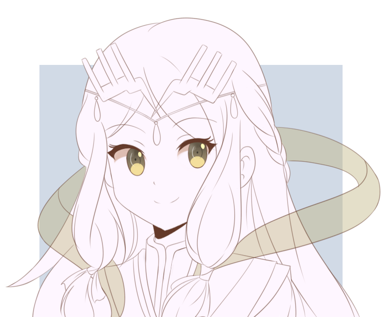 1girl bangs blush braid breasts chocomiru dress fan_la_norne long_hair monochrome sketch smile solo unfinished upper_body xenoblade_chronicles xenoblade_chronicles_(series) xenoblade_chronicles_2 yellow_eyes