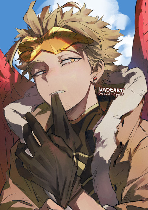 1boy black_gloves black_shirt blonde_hair blue_sky boku_no_hero_academia bomber_jacket brown_jacket costume day ear_piercing earrings eyewear_on_head facial_hair facial_mark feathered_wings fur-trimmed_jacket fur_trim glove_in_mouth glove_pull gloves goatee hawks_(boku_no_hero_academia) headphones headphones_around_neck high_collar jacket jewelry kadeart looking_at_viewer male_focus mouth_hold outdoors piercing portrait red_feathers red_wings removing_glove rimless_eyewear shirt short_hair skin_tight sky solo striped striped_shirt stubble stud_earrings teeth tight tight_shirt tinted_eyewear twitter_username wings yellow_eyes