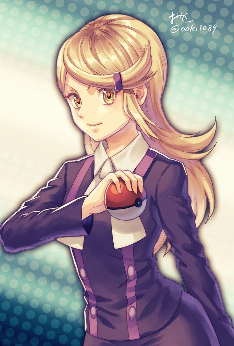 astrid_(pokemon) bad_id bad_twitter_id blonde_hair hair_ornament highres ooki1089 poke_ball pokemon pokemon_(game) pokemon_xy