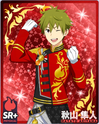 akiyama_hayato character_name dress green_eyes green_hair idolmaster_side-m_glowing_stars short_hair smile wink