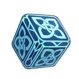 artist_request blue_theme celtic_knot commentary cube english_commentary game_cg genshin_impact item item_focus lowres no_humans official_art still_life symbol third-party_source transparent_background