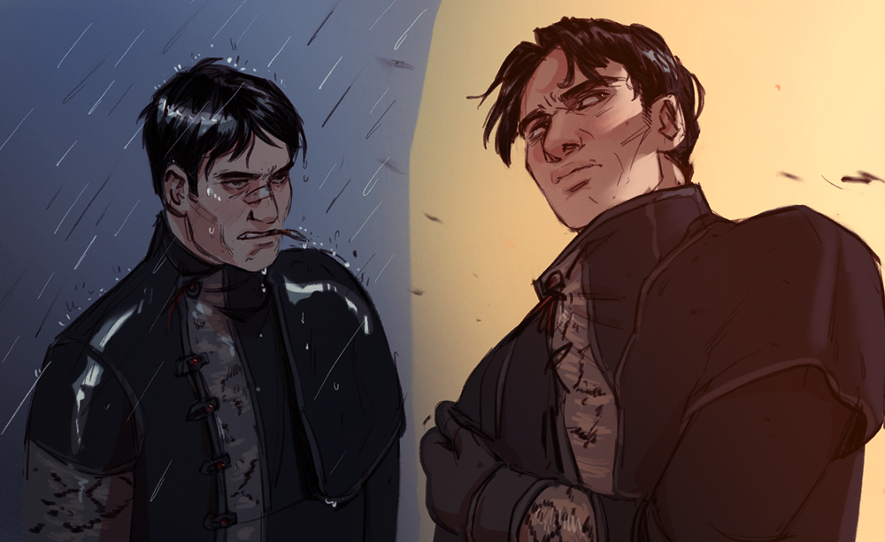 1man bachelor bandages black_gloves black_hair black_jacket cigarette daniil_dankovsky domirine injury leather pathologic pathologic_2 popped_collar rain snakeskin_print solo wet wet_clothes wet_hair