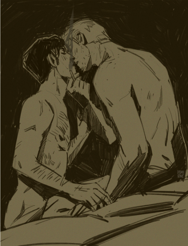 2men artemy_burakh bachelor burakhovsky cigarette cigarette_kiss daniil_dankovsky domirine greyscale haruspex holding_hands kiss pathologic pathologic_2 shirtless sketch