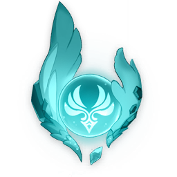 artist_request blue_theme commentary crystal elemental_symbol english_commentary floating game_cg gem genshin_impact glowing item item_focus lowres no_humans official_art orb shiny still_life symbol third-party_source transparent_background wings