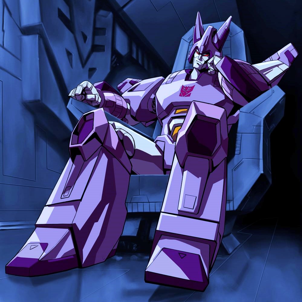 cyclonus decepticon head_tilt insignia makoto_ono mecha no_humans red_eyes revision science_fiction scowl sitting solo transformers