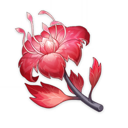 artist_request commentary english_commentary flower game_cg genshin_impact item item_focus leaf lowres no_humans official_art petals plant red_theme still_life third-party_source transparent_background twig