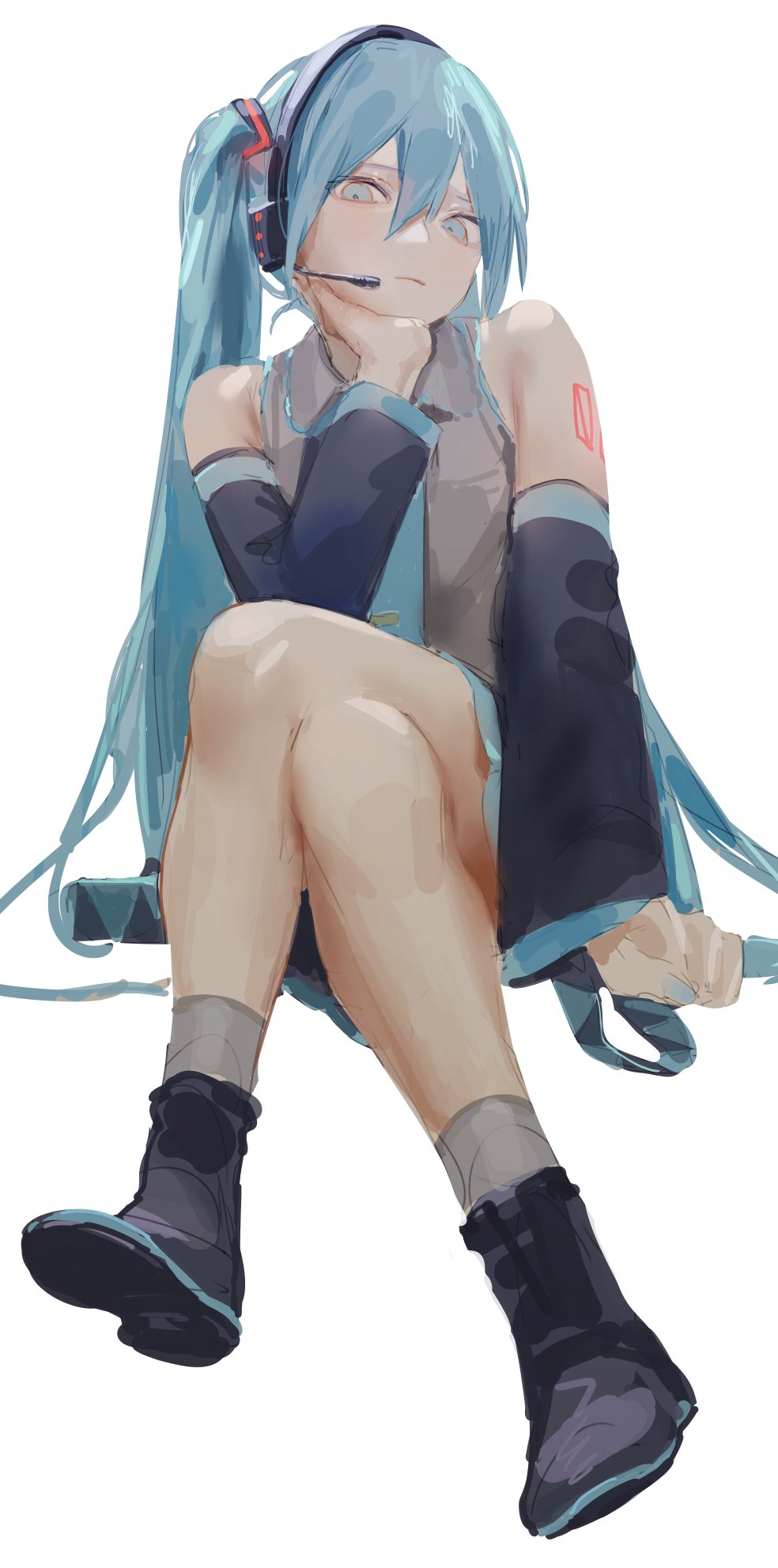 1girl aq_ll green_hair hatsune_miku highres twintails vocaloid