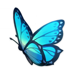 animal animal_focus antennae artist_request blue_theme bug butterfly butterfly_wings commentary english_commentary game_cg genshin_impact insect_wings lowres no_humans official_art petals still_life third-party_source transparent_background wings