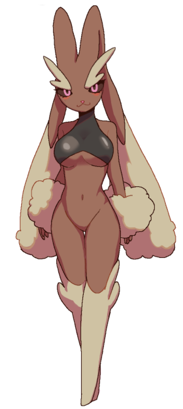 1girl :3 ababaa animal_ears animal_nose arms_at_sides bare_shoulders black_sclera black_shirt blush body_fur bottomless breasts brown_fur closed_mouth clothed_pokemon colored_sclera commentary_request crop_top furry furry_female groin happy korean_commentary legs_together looking_at_viewer lopunny medium_breasts navel no_pussy pink_eyes pokemon pokemon_(creature) rabbit_ears rabbit_girl shirt simple_background sleeveless sleeveless_shirt smile solo stomach two-tone_fur under_boob white_background