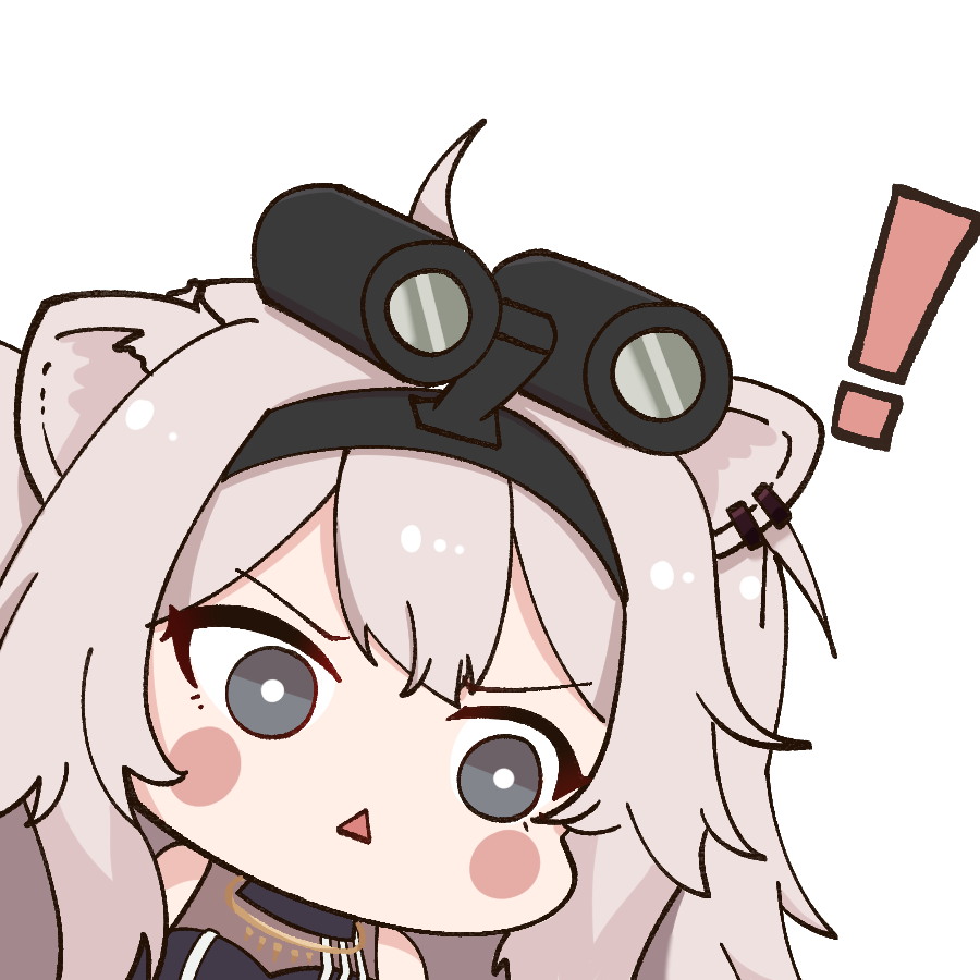 ! 1girl animal_ears bangs chibi grey_eyes hololive ikalsaurus lion_ears night_vision_device open_mouth shishiro_botan solo transparent_background triangle_mouth white_hair