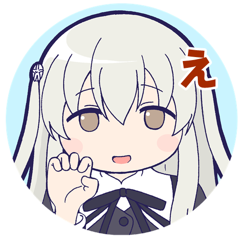 1girl assault_lily bangs black_ribbon blue_background blush brown_eyes buttons chibi circle commentary_request egawa_kusumi eyebrows_visible_through_hair grey_hair hair_between_eyes hair_ornament hand_up long_hair long_sleeves looking_at_viewer lowres masaki_itsuki neck_ribbon no_pupils parted_lips portrait ribbon school_uniform sidelocks sign_language simple_background smile solo translated transparent_background two_side_up yurigaoka_girls_academy_school_uniform