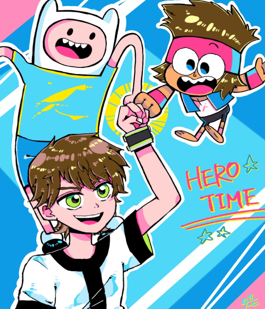 adventure_time ben_10 cartoon_network crossover danishi non-web_source ok_k.o.!_let's_be_heroes smile