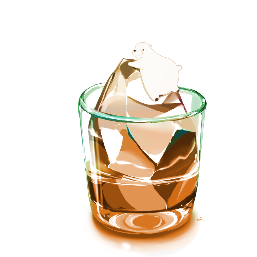 animal bear chai_(drawingchisanne) commentary_request cup drink drinking_glass food_focus glass ice no_humans original polar_bear signature undersized_animal white_background
