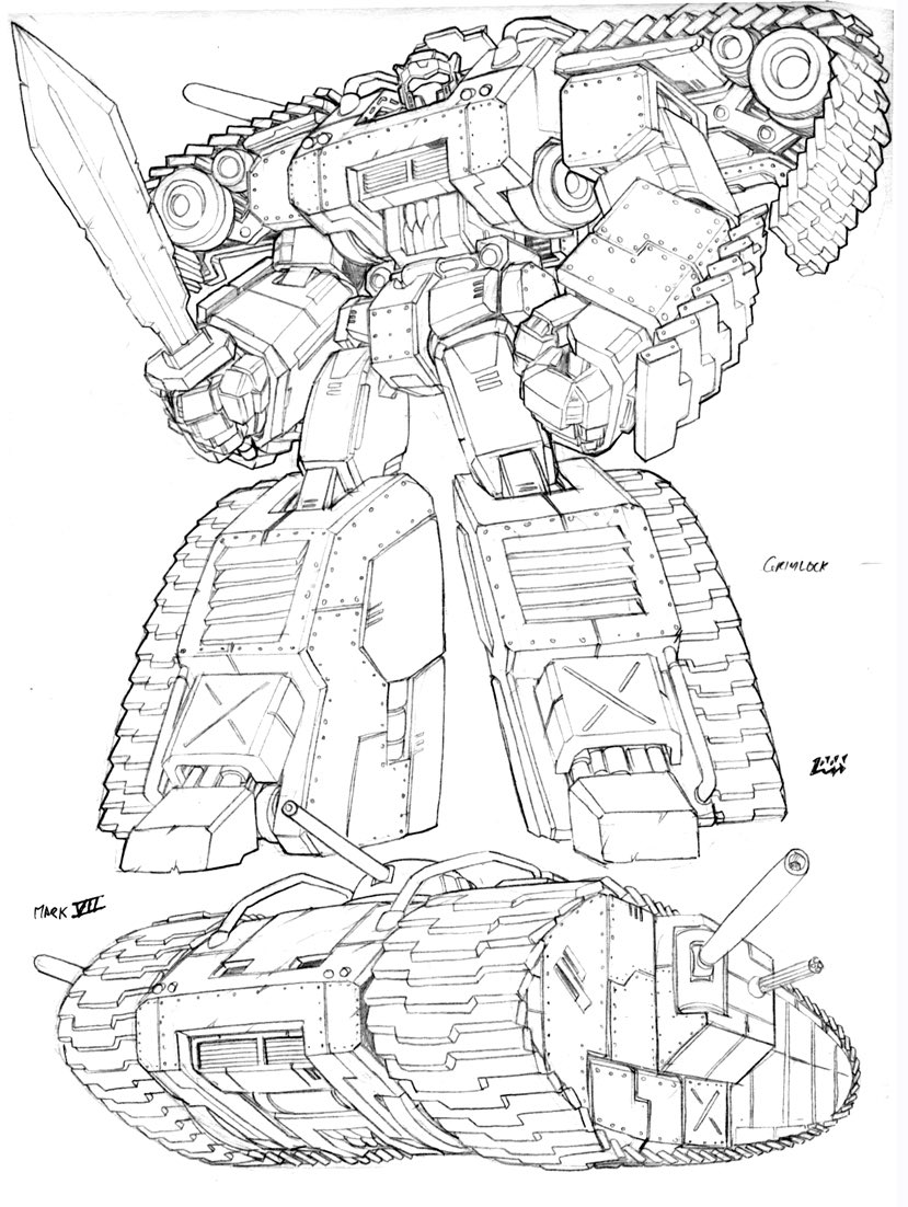caterpillar_tracks character_name clenched_hand don_allan_figueroa english_commentary grimlock ground_vehicle gun holding holding_gun holding_weapon mecha military military_vehicle motor_vehicle redesign science_fiction solo tank transformers turret visor weapon white_background