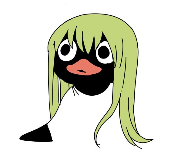 bird enkidu_(fate) fate/grand_order fate_(series) green_hair kingu_(fate) penguin pingu pingu_(series) simple_background tsukimoto_aoi white_background