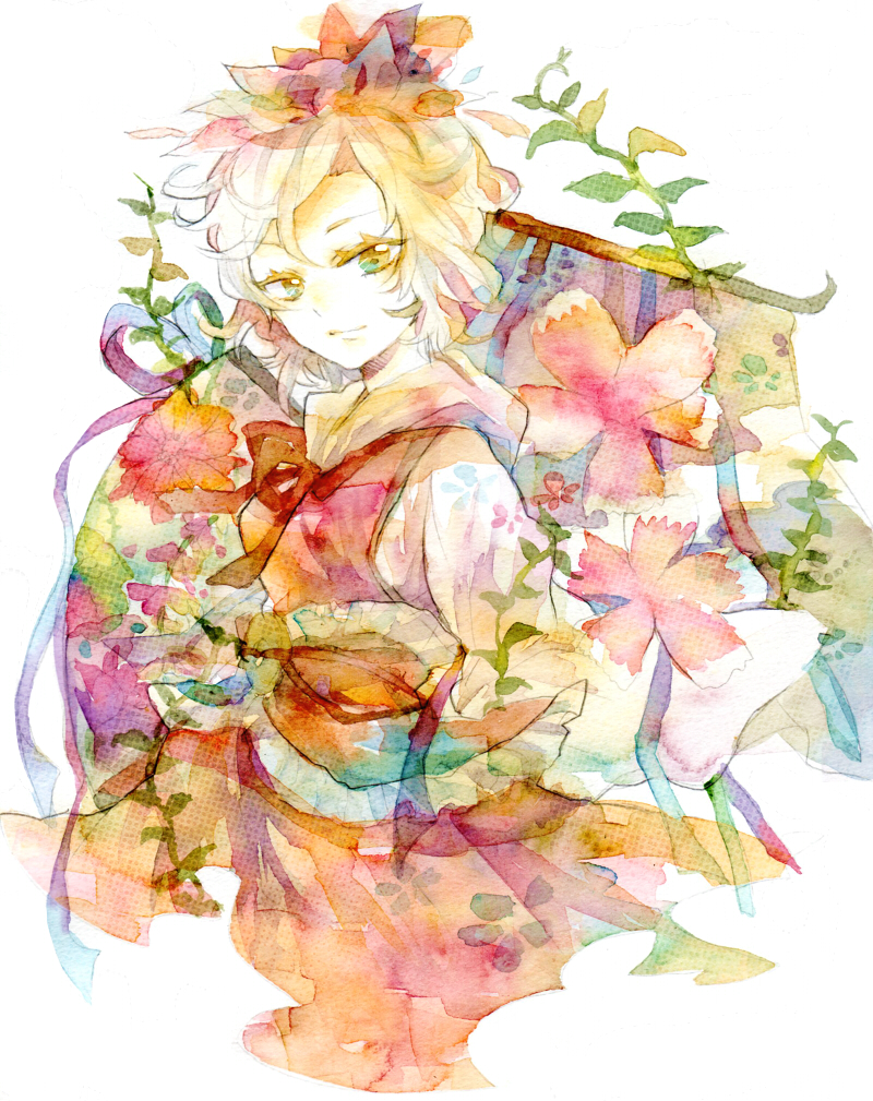 toramaru_shou touhou traditional_media watercolor_(medium)