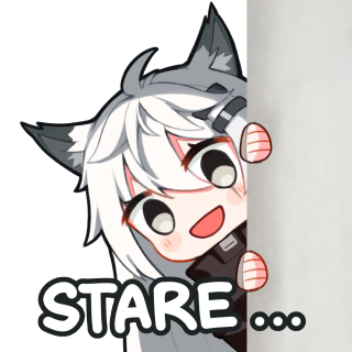1girl :d ahoge animal_ears arknights black_jacket chibi english_text grey_eyes greypidjun hair_between_eyes jacket lappland_(arknights) long_hair lowres messy_hair open_mouth peeking_out scar scar_across_eye simple_background smile solo transparent_background white_hair wolf_ears