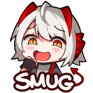 1girl ahoge arknights black_gloves black_jacket blush chibi demon_girl demon_horns demon_tail english_text fingerless_gloves gloves grey_hair grey_shirt greypidjun hand_up horns jacket laughing looking_at_viewer lowres open_clothes open_jacket open_mouth orange_eyes shirt short_hair short_sleeves simple_background smug solo tail transparent_background upper_body w_(arknights)
