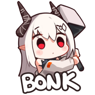 1girl arknights blush chibi demon_horns english_text grey_hair greypidjun hair_ornament hammer holding holding_hammer horns jacket lowres mudrock_(arknights) oripathy_lesion_(arknights) pointy_ears red_eyes simple_background solo transparent_background white_jacket