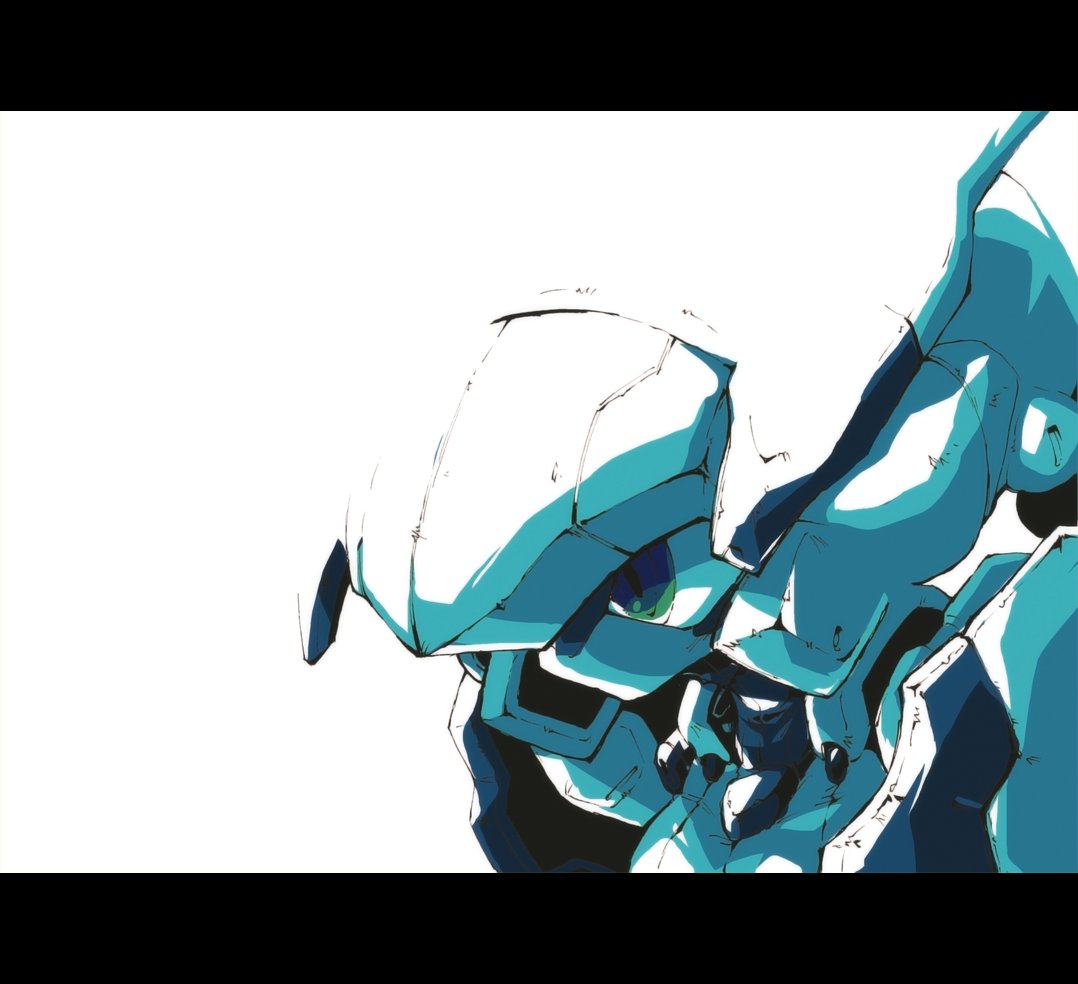 1girl android buster_maiden_(kuruton486) green_eyes kuruton486 leaning_forward letterboxed limited_palette looking_ahead original science_fiction solo white_background