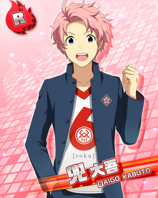 1boy blue_eyes card_(medium) character_name hand_in_pocket happy idolmaster idolmaster_side-m jacket kabuto_daigo looking_at_viewer official_art open_mouth pink_hair shirt teeth white_shirt