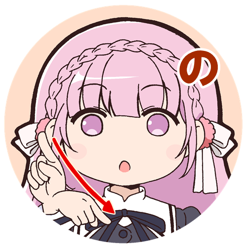 1girl afterimage arrow_(symbol) assault_lily bangs black_ribbon blunt_bangs blush braid buttons chestnut_mouth chibi circle crown_braid hair_ornament hair_ribbon hair_scrunchie hand_up index_finger_raised juliet_sleeves kitagawara_inori long_hair long_sleeves looking_at_viewer lowres masaki_itsuki neck_ribbon no_pupils orange_background parted_lips pink_eyes pink_hair pink_scrunchie portrait puffy_sleeves ribbon school_uniform scrunchie sign_language simple_background solo translated transparent_background white_ribbon yurigaoka_girls_academy_school_uniform