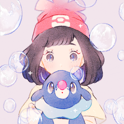 1girl bangs beanie blush brown_hair bubble commentary_request eyelashes grey_eyes hat holding holding_pokemon looking_at_viewer lowres pink_headwear pokemon pokemon_(creature) pokemon_(game) pokemon_sm popplio ryokuno_green selene_(pokemon) shirt short_hair short_sleeves t-shirt upper_body yellow_shirt