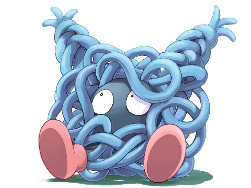 black_eyes bright_pupils commentary_request full_body looking_up mukiguri no_humans pokemon pokemon_(creature) red_footwear shoes sitting solo tangela tentacles white_background white_pupils