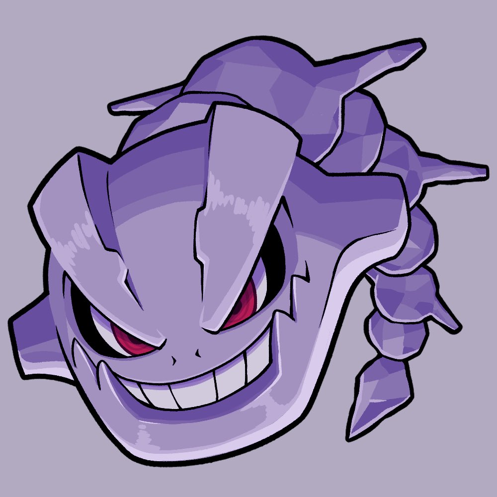 bear_ringer commentary_request fangs full_body grey_background no_humans pokemon pokemon_(creature) red_eyes simple_background solo spikes steelix teeth