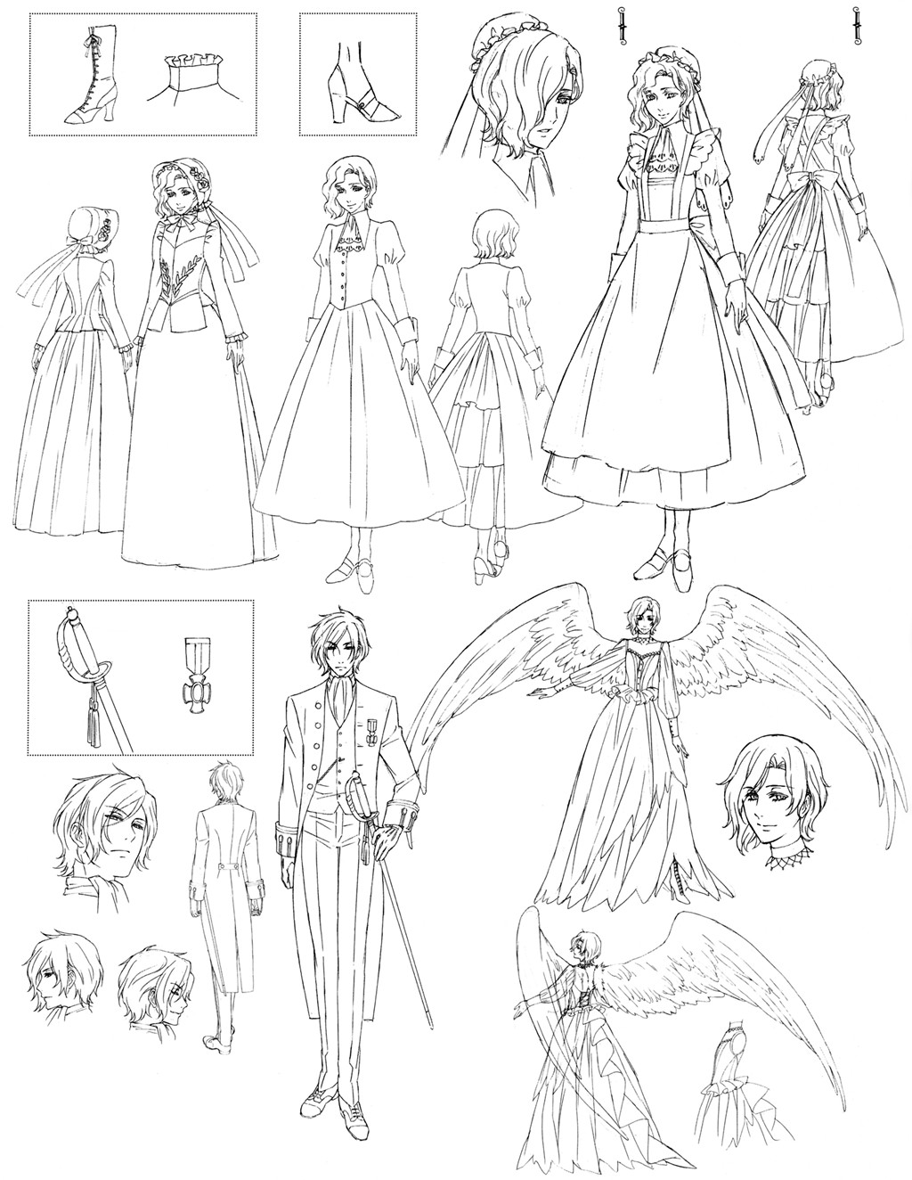 angela ash character_design kuroshitsuji monochrome shiba_minako