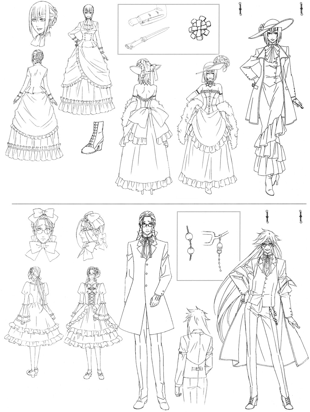 character_design grell_sutcliff kuroshitsuji monochrome shiba_minako tagme