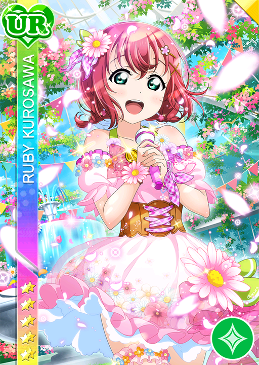 blush character_name dress green_eyes kurosawa_ruby love_live!_school_idol_festival love_live!_sunshine!! pink_hair short_hair smile twintails