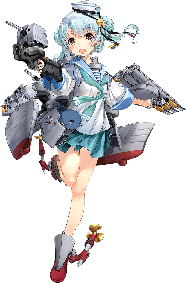 1girl aqua_neckerchief aqua_skirt black_ribbon blue_hair blue_sailor_collar dixie_cup_hat double_bun full_body hair_bun hair_ornament hairpin hat hat_ribbon kantai_collection little_blue_whale_(kancolle) military_hat miniskirt navy_cross neckerchief official_art pleated_skirt red_footwear ribbon sailor_collar samuel_b._roberts_(kancolle) school_uniform serafuku shirt short_hair skirt sleeve_cuffs star_(symbol) whale white_headwear white_shirt yellow_eyes zeco