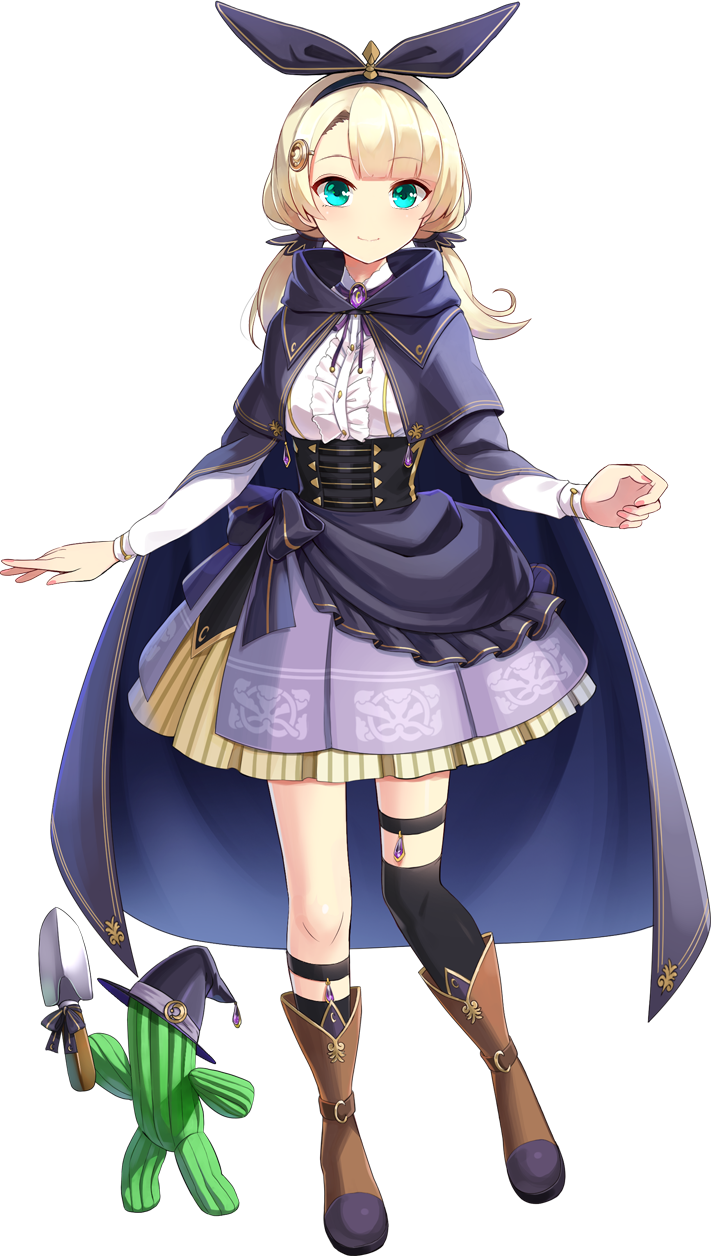 1girl aqua_eyes artwhirl_mahou_gakuen_no_otome-tachi asymmetrical_hair asymmetrical_legwear bangs black_bow black_hairband blonde_hair blue_cape blunt_bangs bow bow_hairband brown_footwear cape dress_shirt emerane floria_(artwhirl) full_body hair_bow hair_ornament hairband highres kneehighs layered_skirt long_hair low_twintails miniskirt multicolored_clothes multicolored_skirt purple_skirt shirt single_kneehigh single_sock single_thighhigh skirt socks solo standing striped striped_skirt tachi-e thigh-highs transparent_background twintails underbust vertical-striped_skirt vertical_stripes white_shirt yellow_skirt