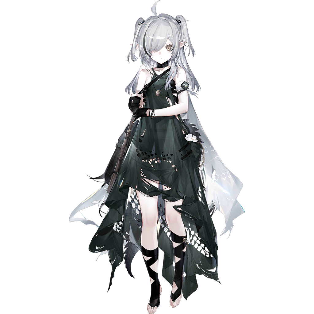 1girl ahoge arknights artist_request crocodilian_tail game_cg grey_hair long_hair official_art pointy_ears solo stirrup_legwear tail toeless_legwear tomimi_(arknights) transparent_background two_side_up weapon yellow_eyes
