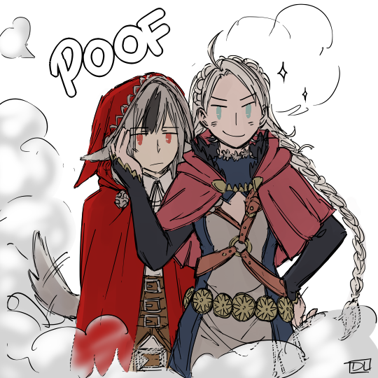 2girls ahoge animal_ears armor artist_name bangs black_hair blue_eyes blush braid capelet chest_harness colorfag commentary_request dlanon fire_emblem fire_emblem_fates grey_hair greyscale hand_on_another's_cheek hand_on_another's_face hand_on_hip harness hood hooded_capelet leather long_braid long_hair looking_at_viewer low_twintails monochrome multicolored_hair multiple_girls nina_(fire_emblem) o-ring parted_bangs red_eyes smile smoke sparkle tail tail_wagging twin_braids twintails two-tone_hair upper_body velouria_(fire_emblem) wolf_ears wolf_tail