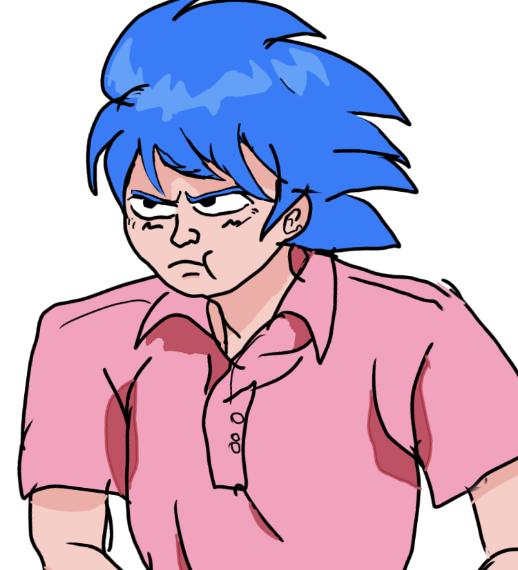angry blue_hair non-web_source pink_shirt pouty_lips self_upload shirt white_background